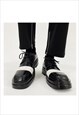 STRIPED BROGUES SHOES EDGY PLATFORM BOOTS IN WHITE BLACK