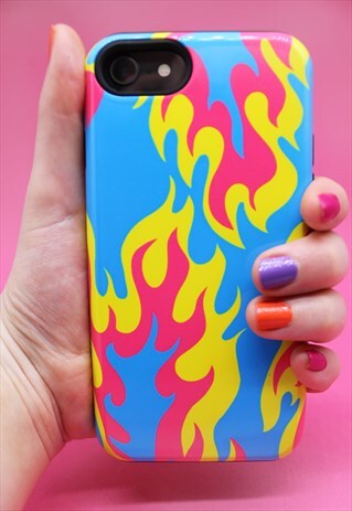 IPHONE 11 FLAME PHONE CASE - BLU/PNK/YLW