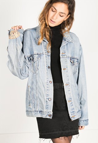 VINTAGE 80S LEVI'S PATCHED DENIM JACKET / R0942
