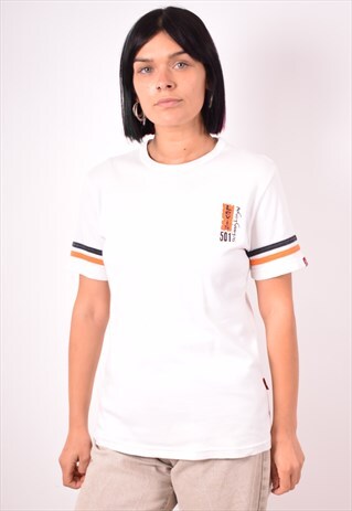 LEVI'S WOMENS VINTAGE T-SHIRT TOP SMALL WHITE 90S