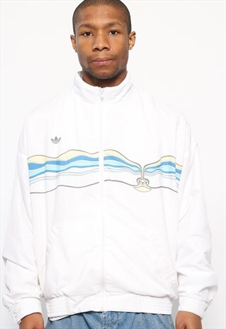 VINTAGE ADIDAS LOGO TRACK JACKET WHITE