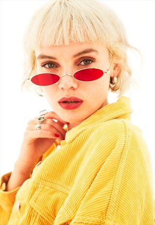 REEVES - RED AND GOLD SUPER SKINNY FRAME SUNGLASSES