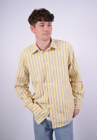 VINTAGE HUGO BOSS SHIRT STRIPES YELLOW