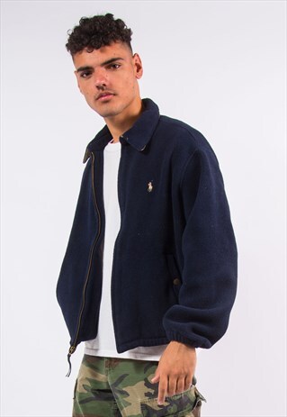 VINTAGE RALPH LAUREN ZIP FASTEN FLEECE BOMBER JACKET