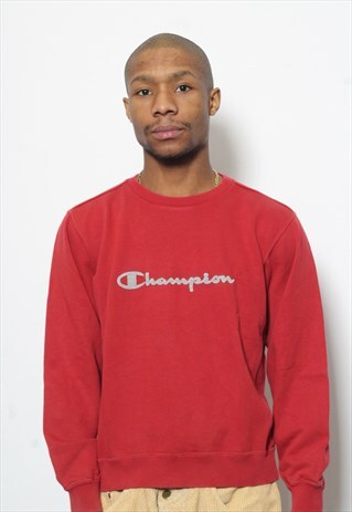 VINTAGE CHAMPION BIG SPELL OUT LOGO SWEATSHIRT RED