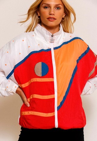 VINTAGE 90'S ORANGE STRIPE SHELL JACKET