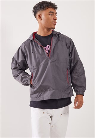 VINTAGE 1/4 ZIP HOODED WINDBREAKER JACKET