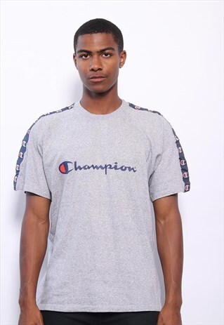 VINTAGE CHAMPION TAPE LOGO SPELLOUT T-SHIRT GREY