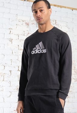Vintage Adidas Big Embroidered Logo Sweatshirt Black