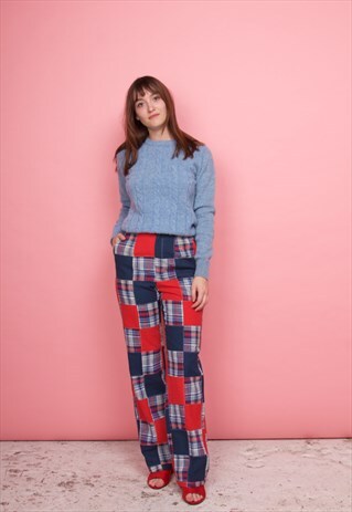 BLUE CABLE KNIT ROUND NECK JUMPER