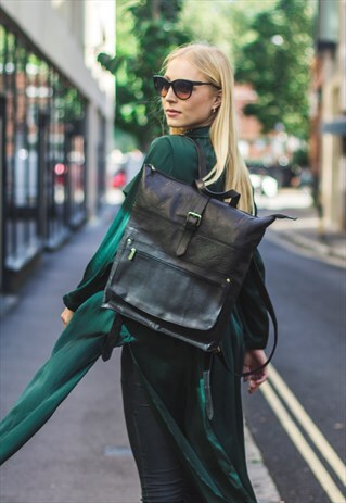 BLACK LEATHER WORK / LAPTOP BACKPACK