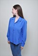 MINIMALIST BLUE BLOUSE, BUTTON UP SHIRT FOR WORK