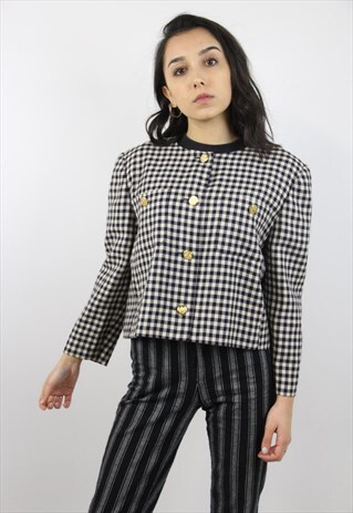 VINTAGE GOLD BUTTONED CHECK JACKET