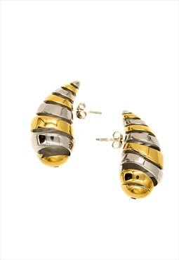 Teja Gold & Silver Pear Drop Earrings