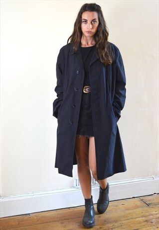 80S VINTAGE NAVY BLUE SHOWER RESIST MAC JACKET