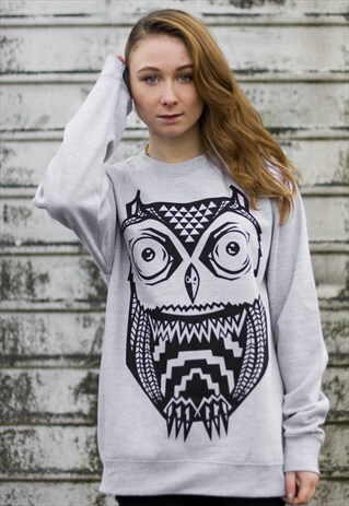 ART DISCO 'AZTEC OWL' GREY SWEATSHIRT