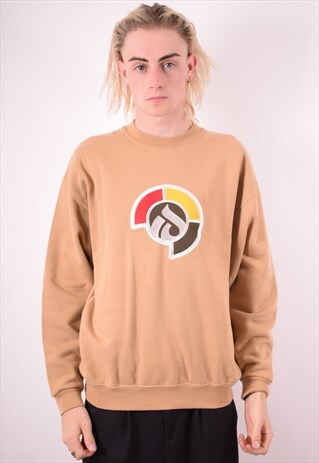 MENS VINTAGE SWEATSHIRT JUMPER SMALL BROWN 90S