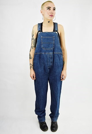 OLD SCHOOL 90S SUPER OVERSIZED DARK DENIM OVERALLS DUNGAREES
