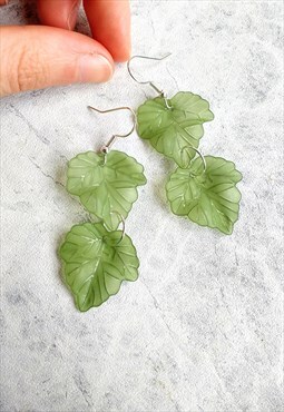 Double Frosted Acrylic Leaf Earrings