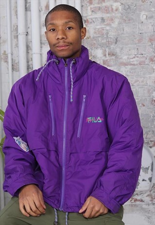 VINTAGE FILA LOGO PUFFER JACKET PURPLE