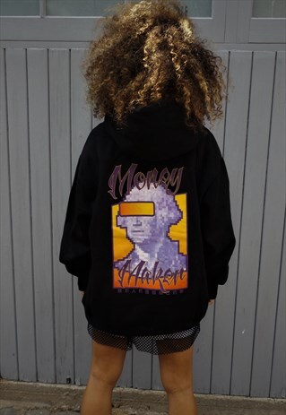 LOOSE FIT OVERSIZE MONEY SLOGAN HOODIE DOLLAR PRINT HOOD TOP