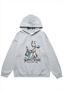 Balloon print hoodie circus toy jumper dog pullover in grey
