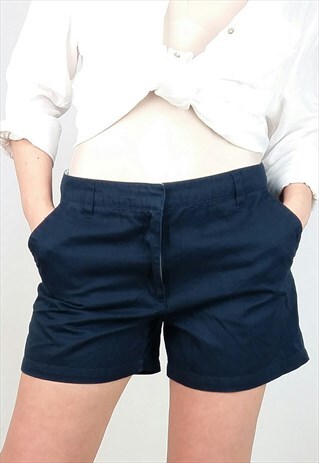 VINTAGE H&M CLASSIC COTTON SHORTS IN NAVY
