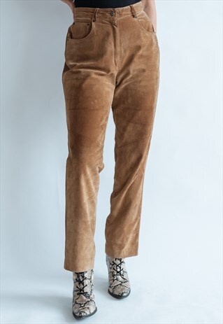 VINTAGE 70S BOHO SUEDE TROUSERS IN SLIM FIT