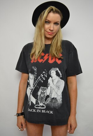 VINTAGE 90S AC/DC BACK IN BLACK BLACK ROCK T-SHIRT ROCKER