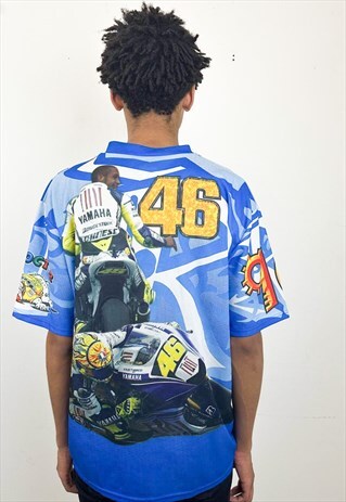 VINTAGE Y2K VALENTINO ROSSI MOTO BLUE T-SHIRT