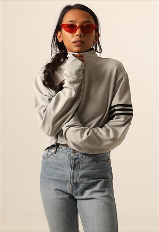 VINTAGE ADIDAS CROPPED 1/4 ZIP SWEATSHIRT