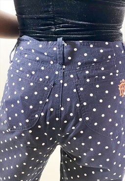 Vintage 90s navy blue polka dots pants 