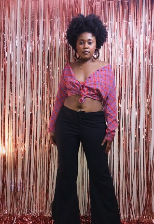BLACK LACE UP FLARES TROUSERS FROM ETAM