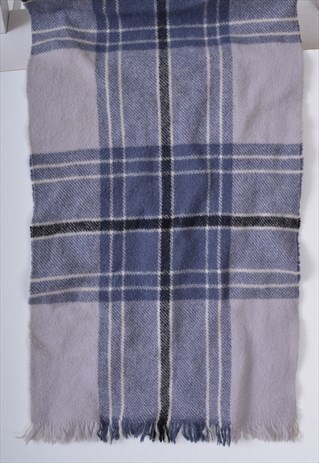 VINTAGE CHECK LIGHTWEIGHT WOOL SCARF IN BLUE