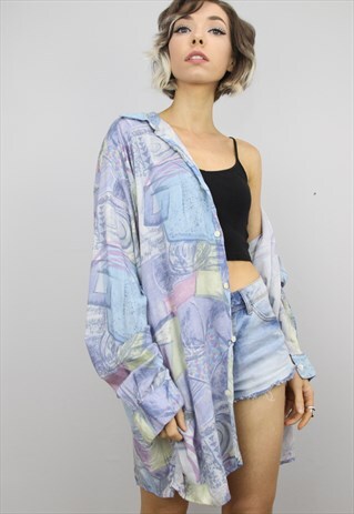 VINTAGE 80S/90S OVERSIZED PATTERNED SHIRT