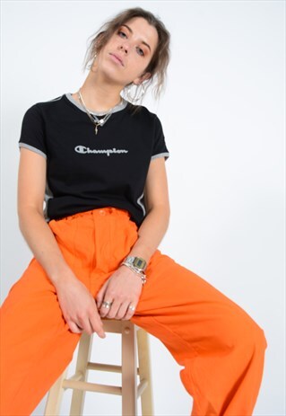 VINTAGE CHAMPION RINGER T-SHIRT BLACK