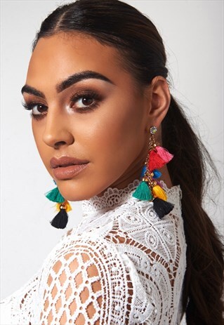MULTICOLOURED TASSEL EARRINGS