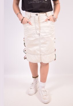 Vintage Moschino Denim Skirt Off White