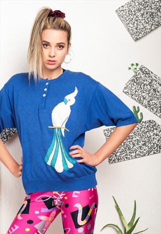 90S VINTAGE PARROT KNIT JUMPER