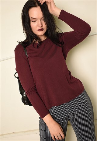 VINTAGE Y2K MINIMALIST BASICS RIBBED TOP IN PURPLE