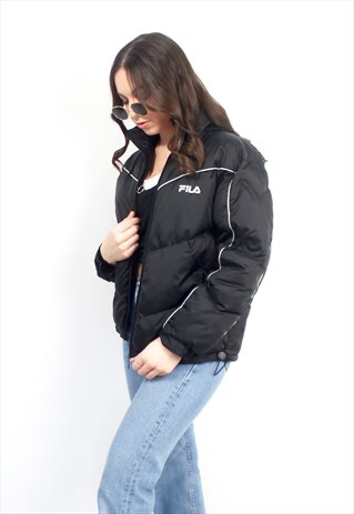 90'S RETRO BLACK PUFFER JACKET