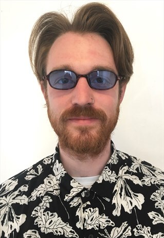 VINTAGE SUPER SLIM BLACK SUNGLASSES WITH PURPLE LENSES