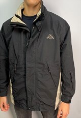 Vintage Kappa waterproof lightweight jacket in black (M)