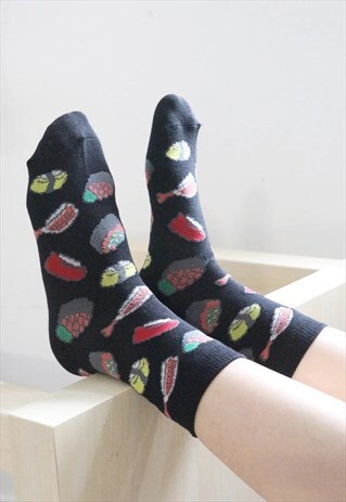 SUSHI PRINTED SOCKS - BLACK