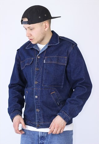 VINTAGE MENS LEVIS WHITE TAB DENIM JACKET WORK WEAR