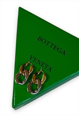 BOTTAGA VENETA EARRINGS GOLD SILVER CHUNKY CHAIN DROP
