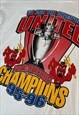 VINTAGE MANCHESTER UNITED 95/96 WHITE T-SHIRT LARGE FOOTBALL