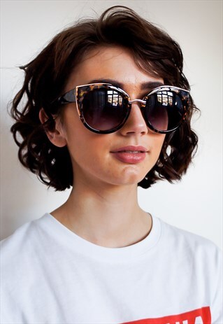 OVERSIZED TORTOISE SHELL PATTERN RETRO SUNGLASSES