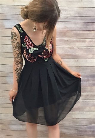 SEQUIN SKATER DRESS