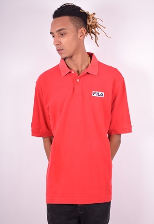 FILA MENS VINTAGE POLO SHIRT XL RED 90'S